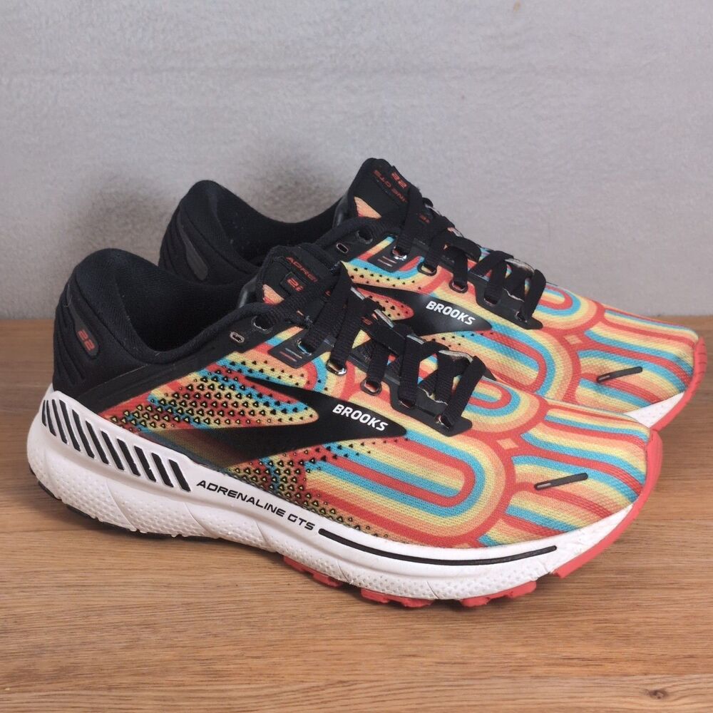 Brooks Adrenaline GTS 22 Disco Pack Women's 7.5 EU 38.5 Running Shoes Rainbow